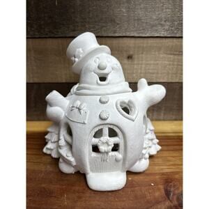 Christmas Snowman Cottage Ceramic Bisque Ready To Paint